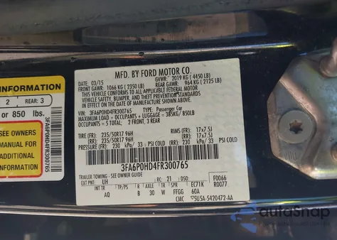 2015 Ford Fusion Se from USA, damaged, VIN 3FA6P0HD4FR300765